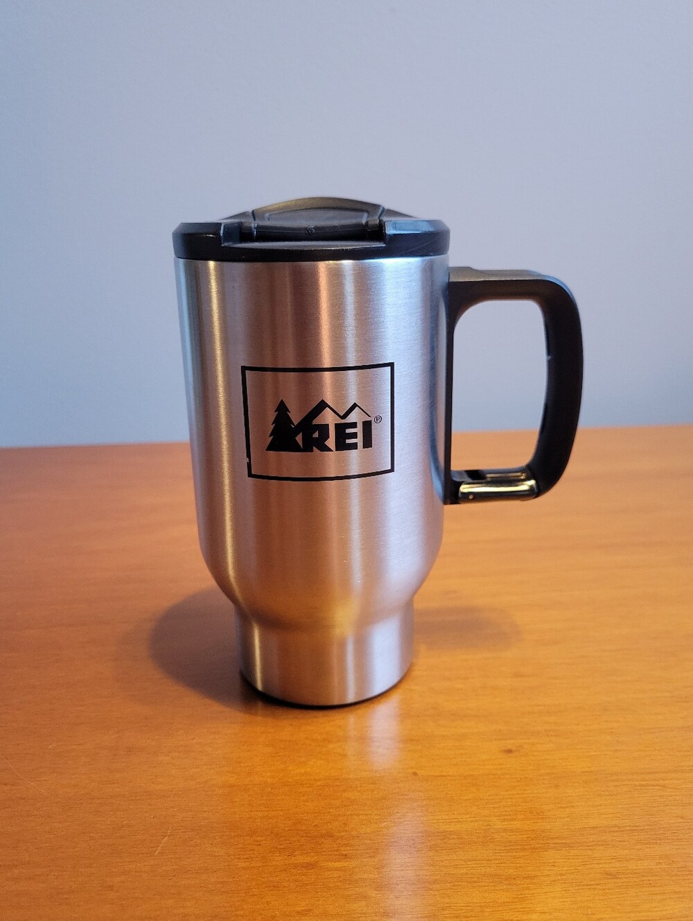 REI 16oz Stainless Steel Insulated Travel Mug Carabiner Handle Camp